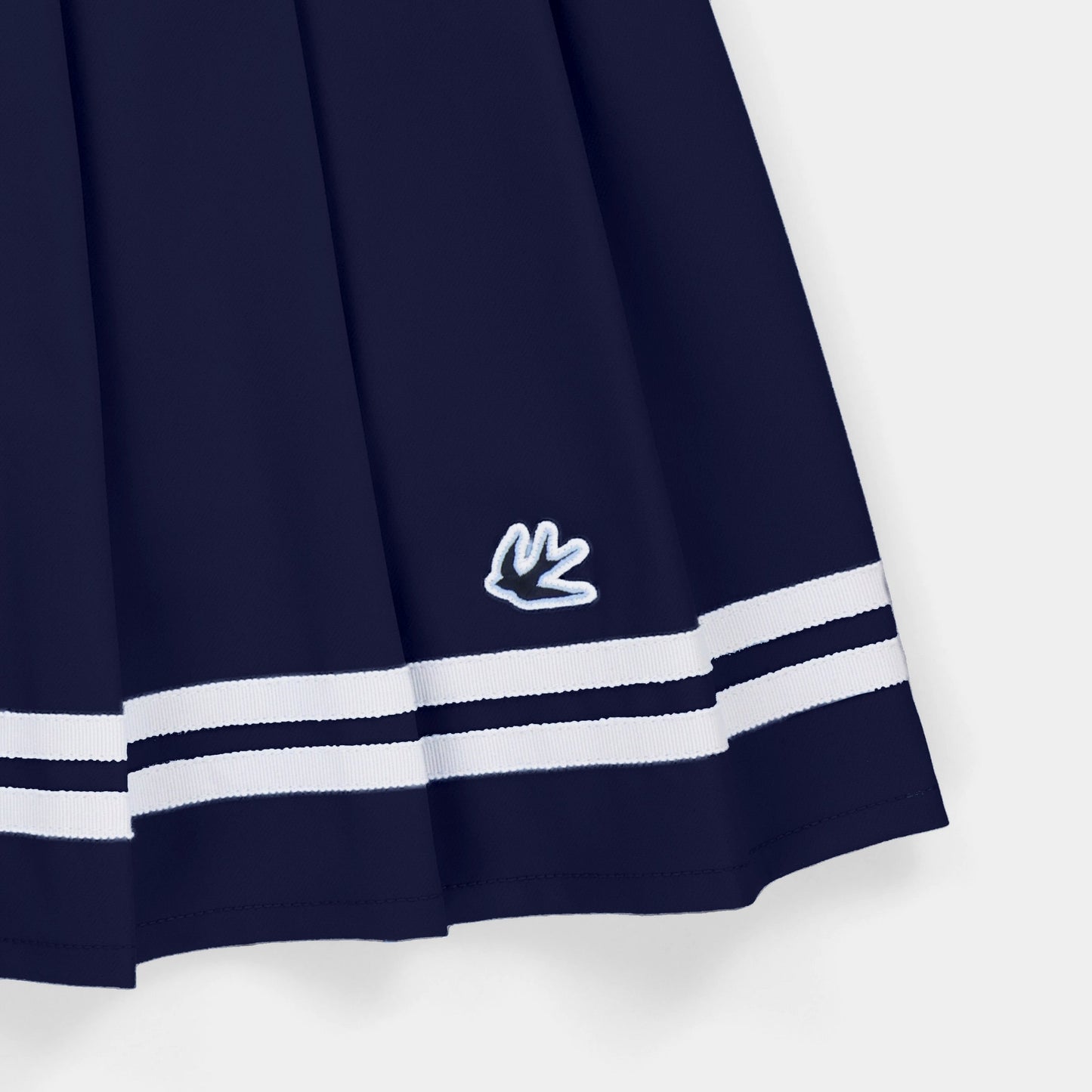 Ribbon Pleated Skirt - Navy/White