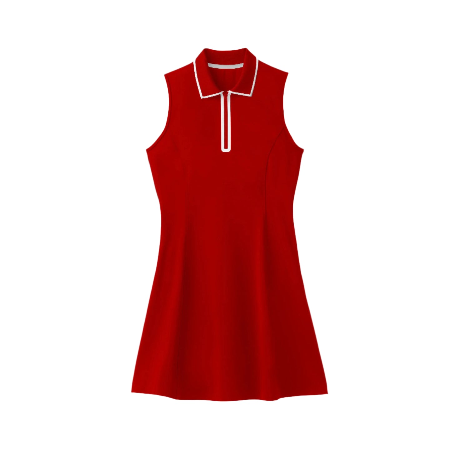 Quarter Zip Polo Dress - Sport Red/White