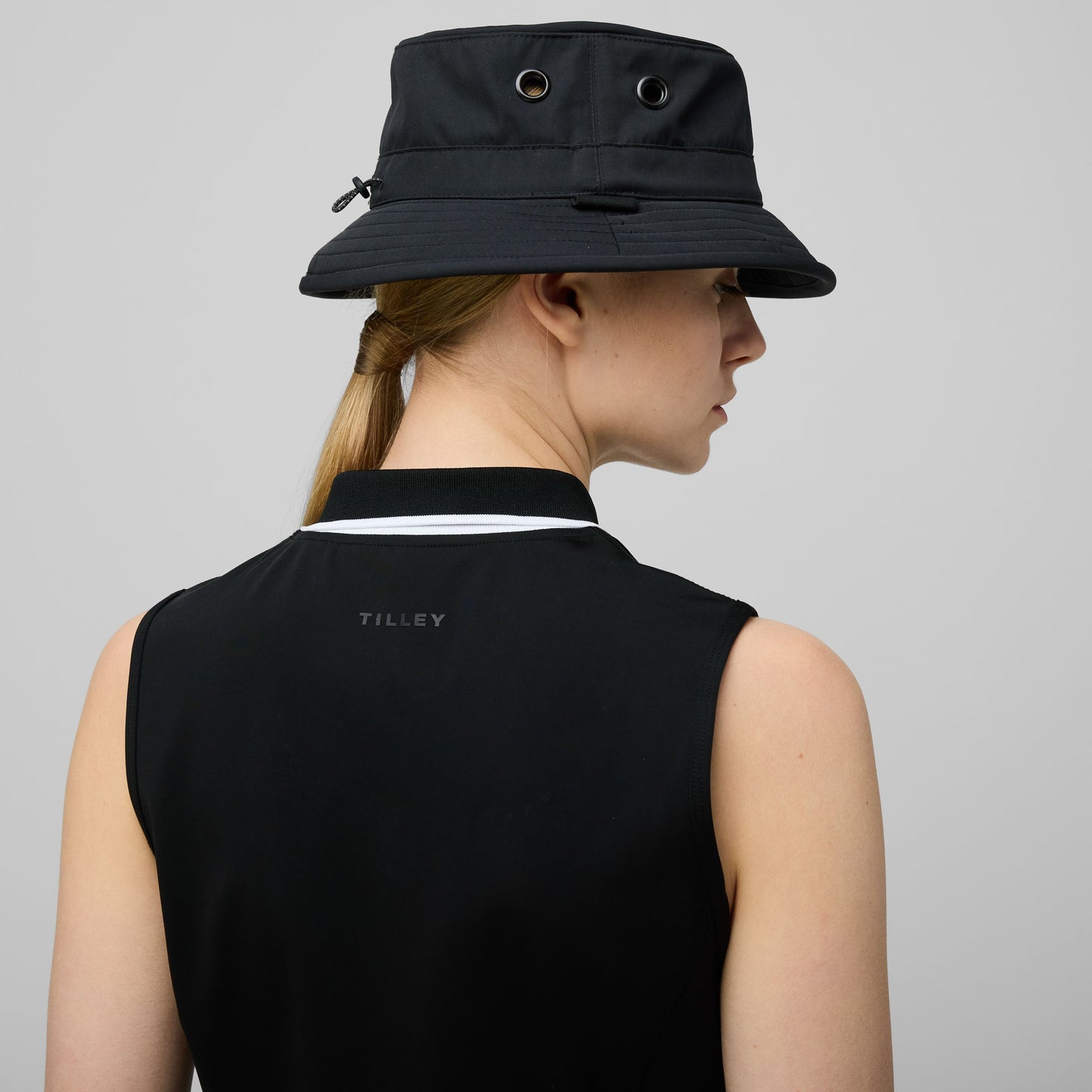 Quarter Zip Polo Dress - Black/White