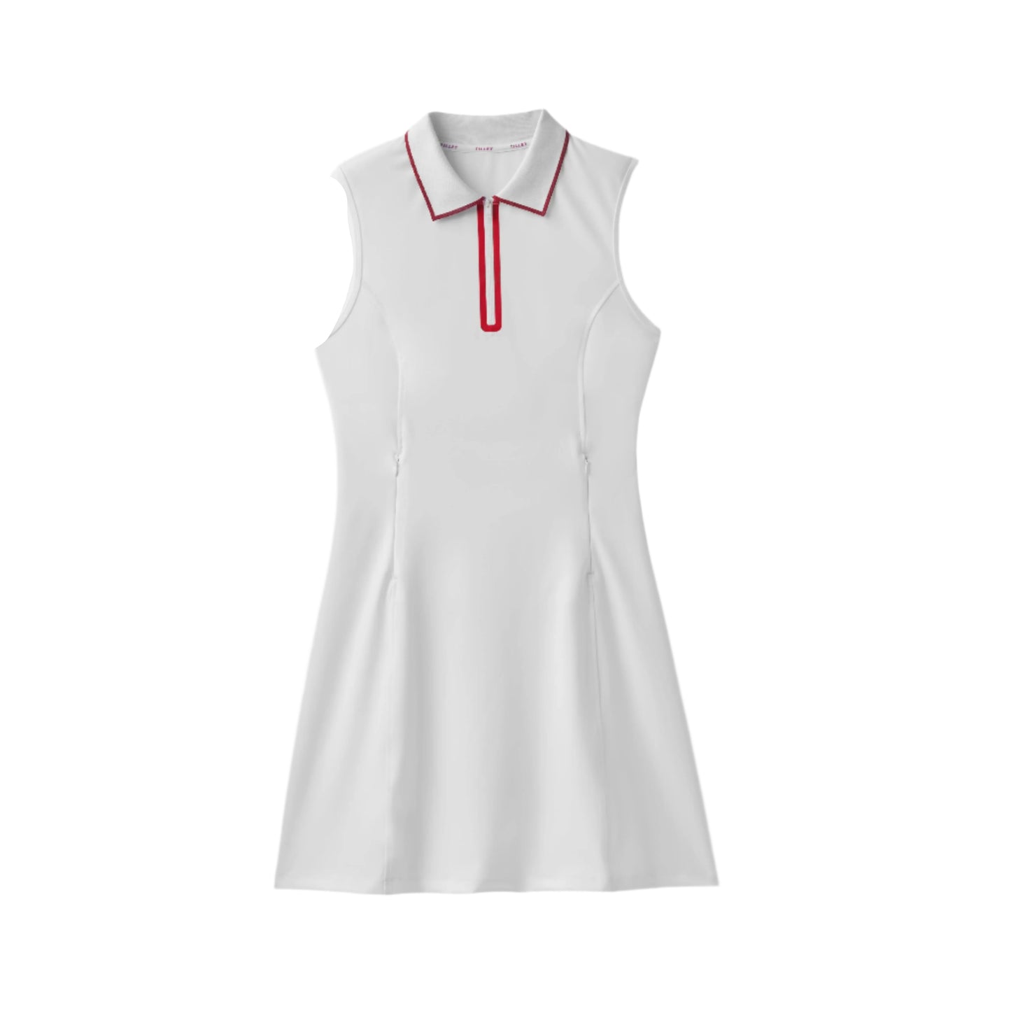 Quarter Zip Polo Dress - White/Sport Red