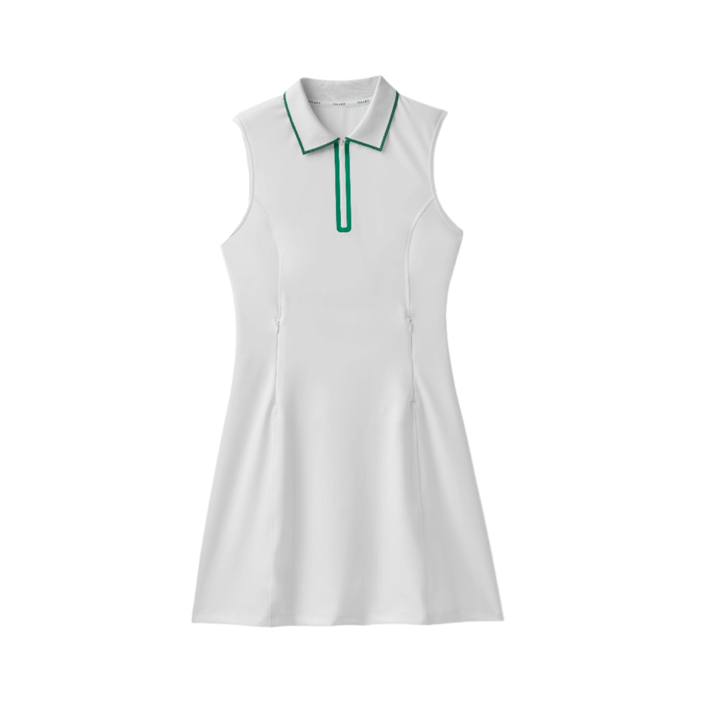 Quarter Zip Polo Dress - White/Sport Green