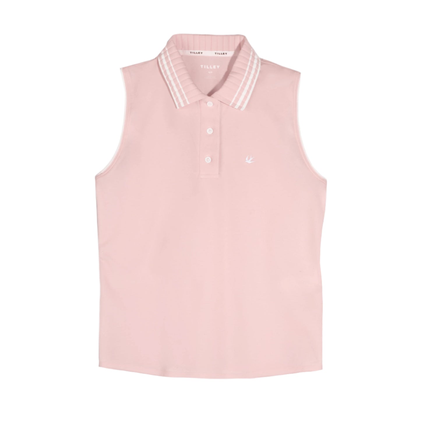 Supima Pique Sleeveless Polo - White/Perfect Pink
