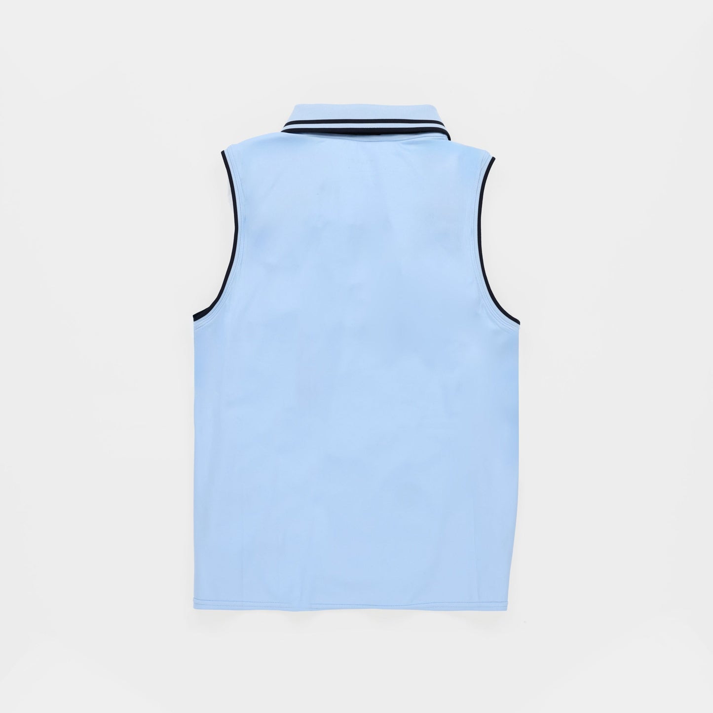Tech Jersey Sleeveless Zip Polo - Powder Blue/Navy