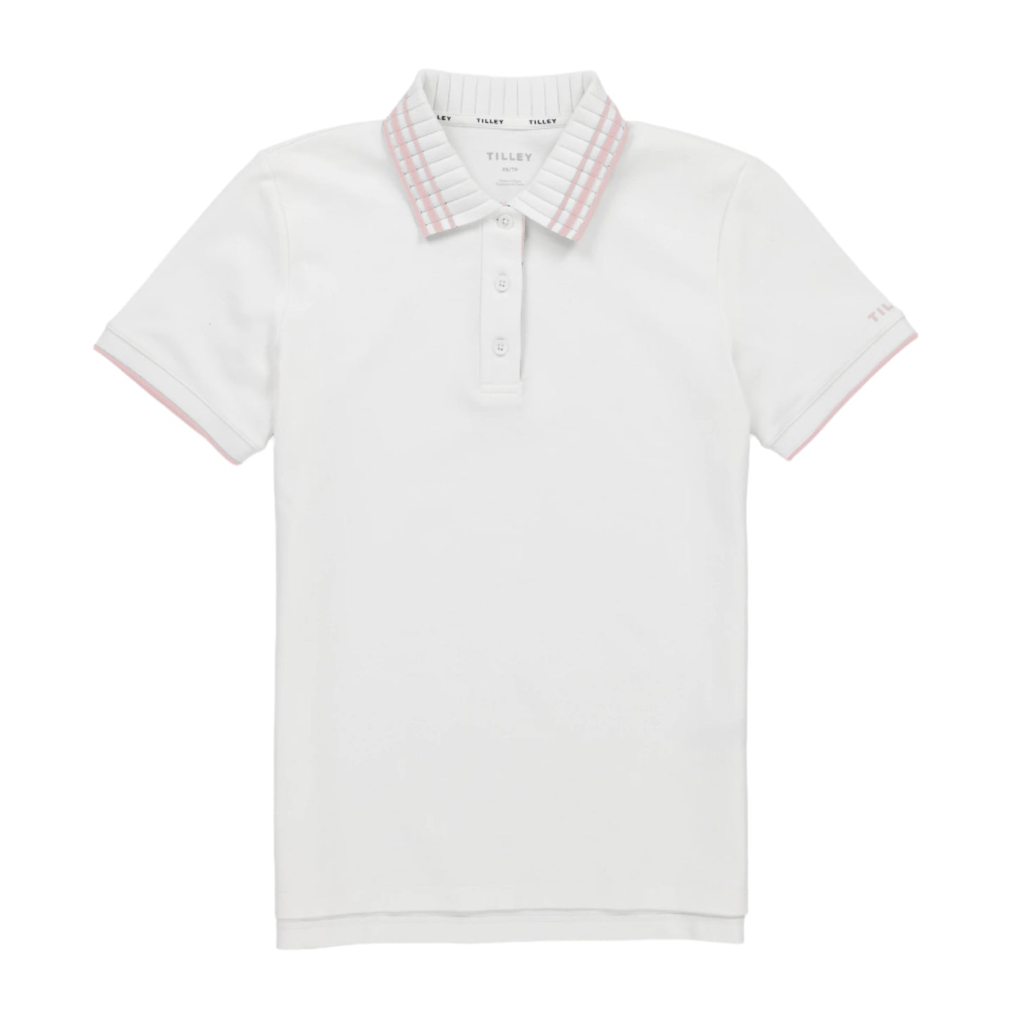 Pleated Collar Polo - White/Pink