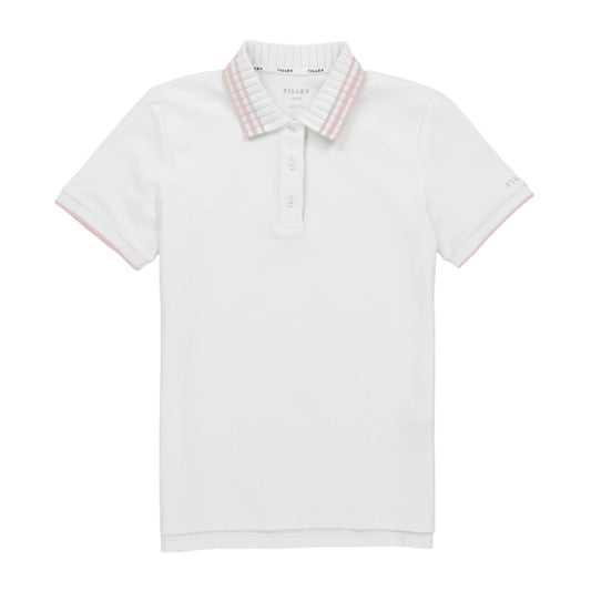 Pleated Collar Polo - White/Pink