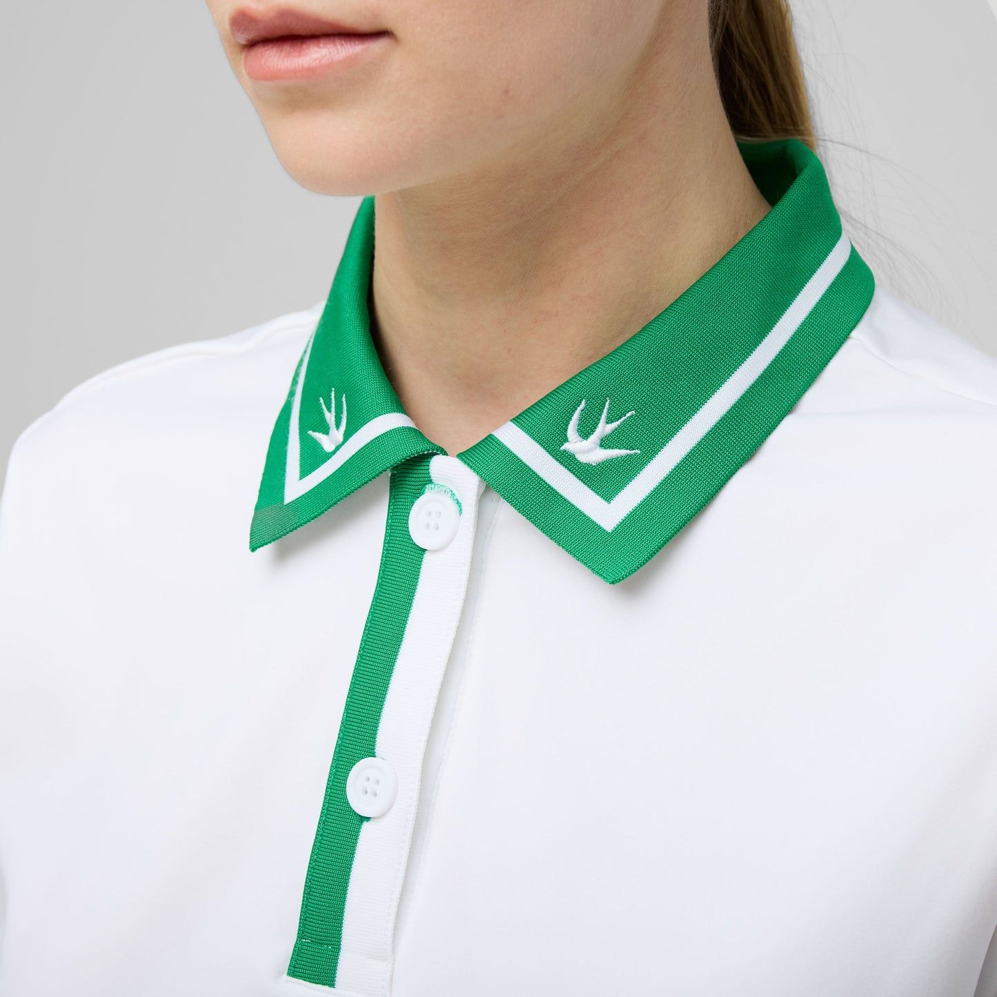 Tech Jersey Boxy Birdie Polo - White/Sport Green