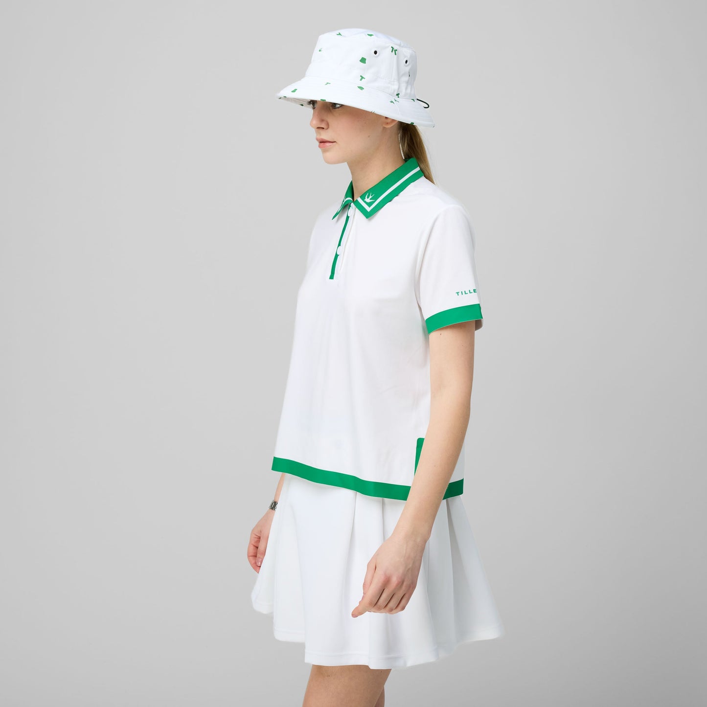 Tech Jersey Boxy Birdie Polo - White/Sport Green