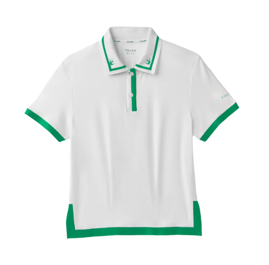 Tech Jersey Boxy Birdie Polo - White/Sport Green