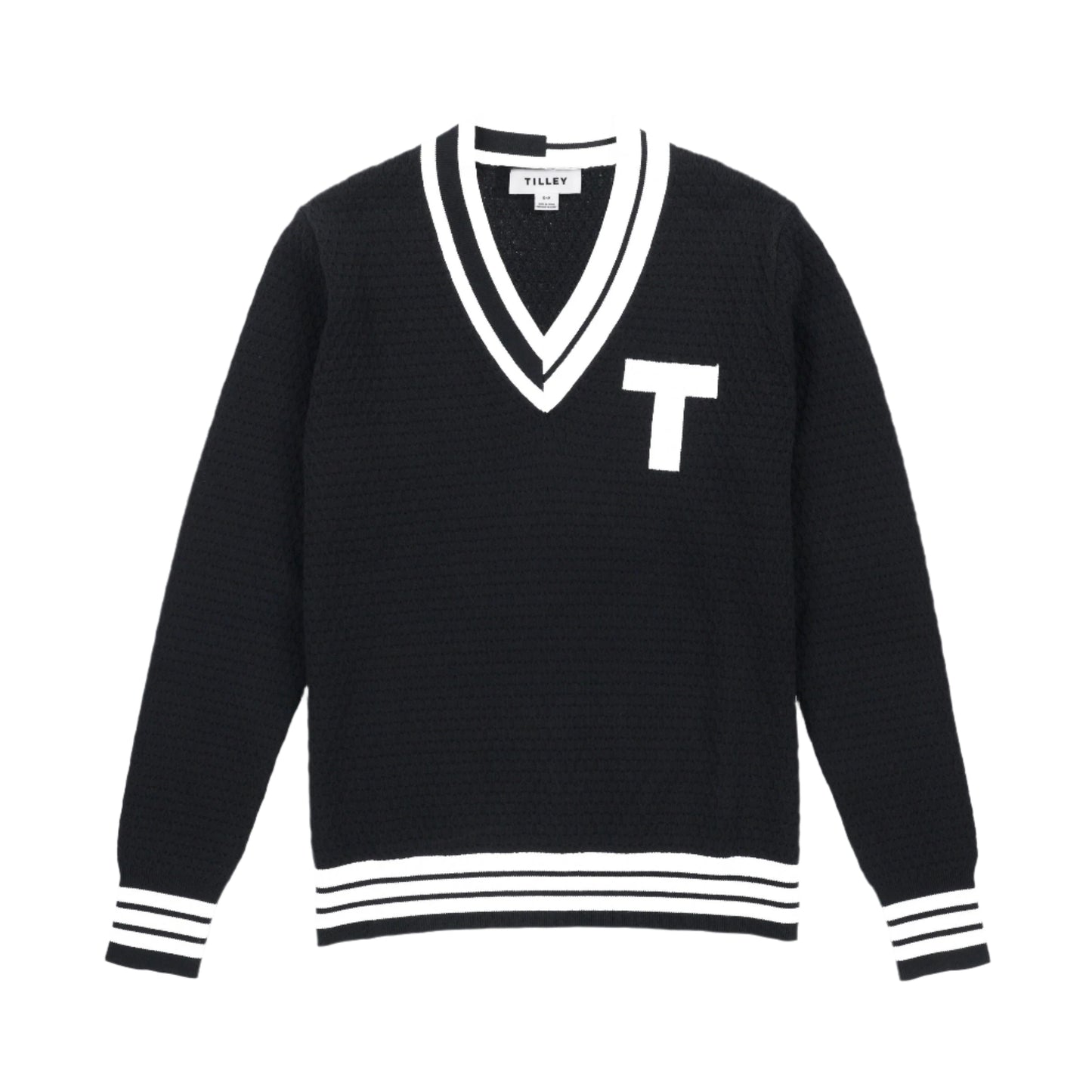 Sport V Neck Sweater - Black/White