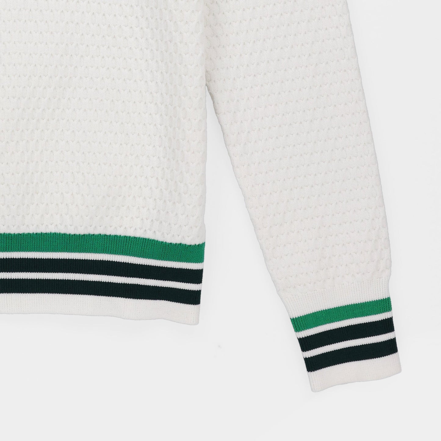 Sport V Neck Sweater - White/Sport Green