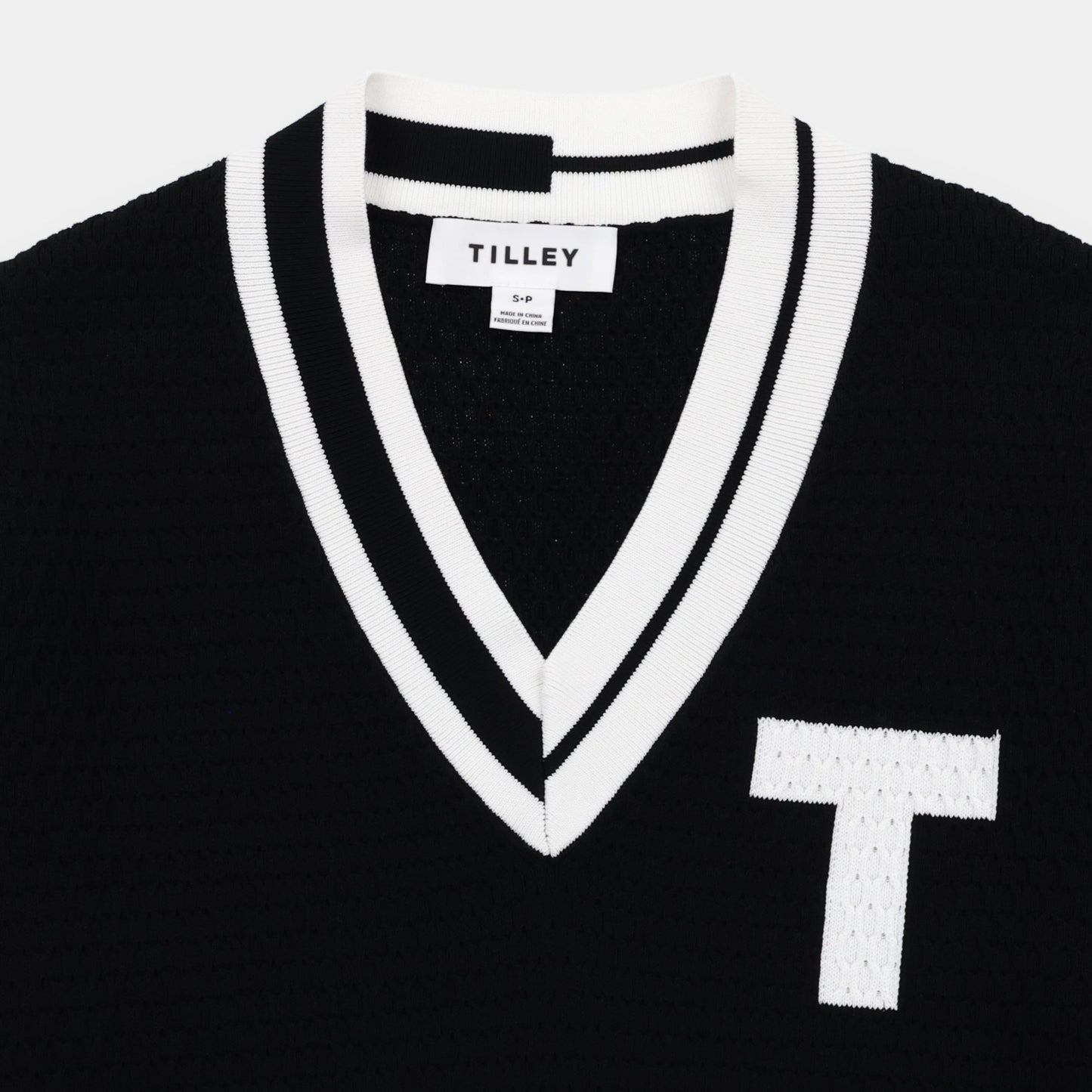 Sport V Neck Sweater - Black/White
