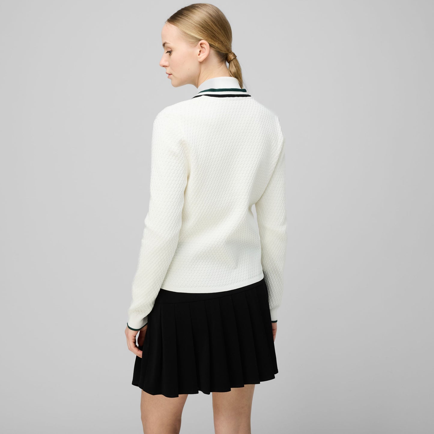 T Cardigan - White/Pine Green