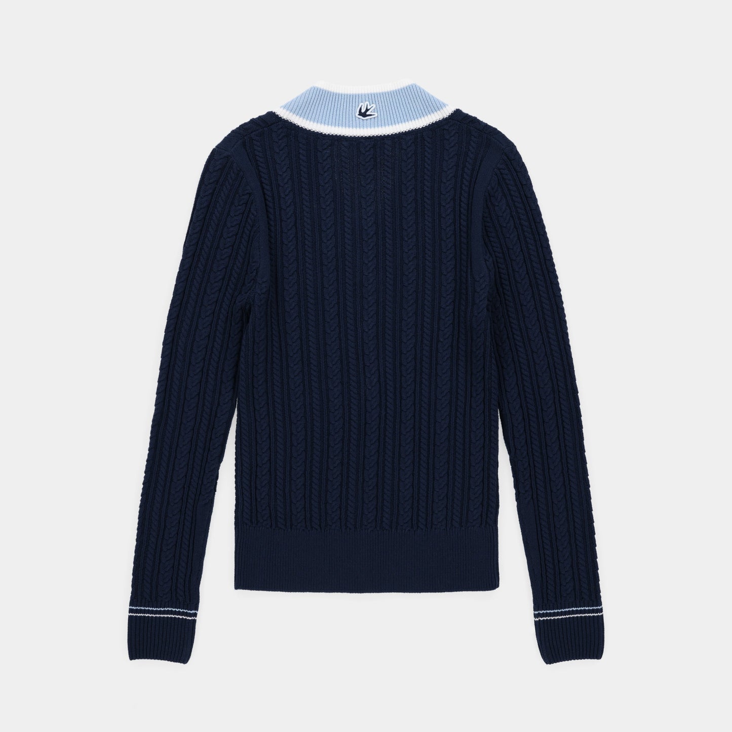 V Neck Cable Sweater - Navy