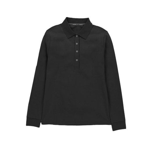 Long Sleeve Classic Pique Polo - Black