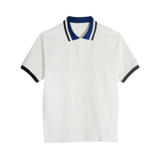 Supima Pique Stripe Polo - White/Cobalt Blue