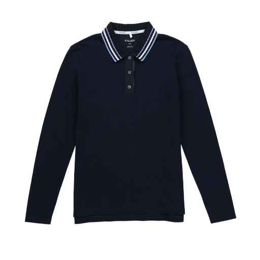 Long Sleeve Team Polo - Navy/Powder Blue