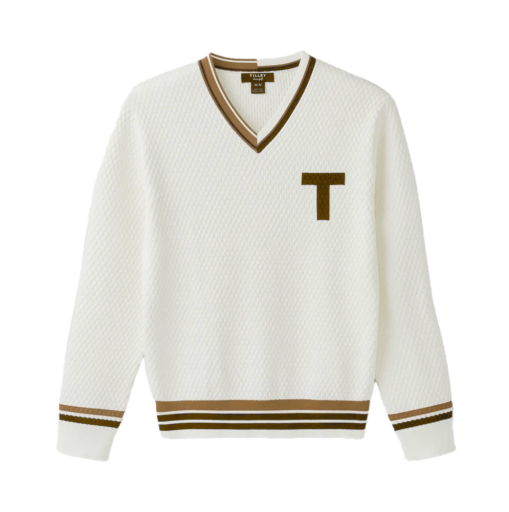 Sport V-Neck Sweater - Off White/Coffee/Toffee