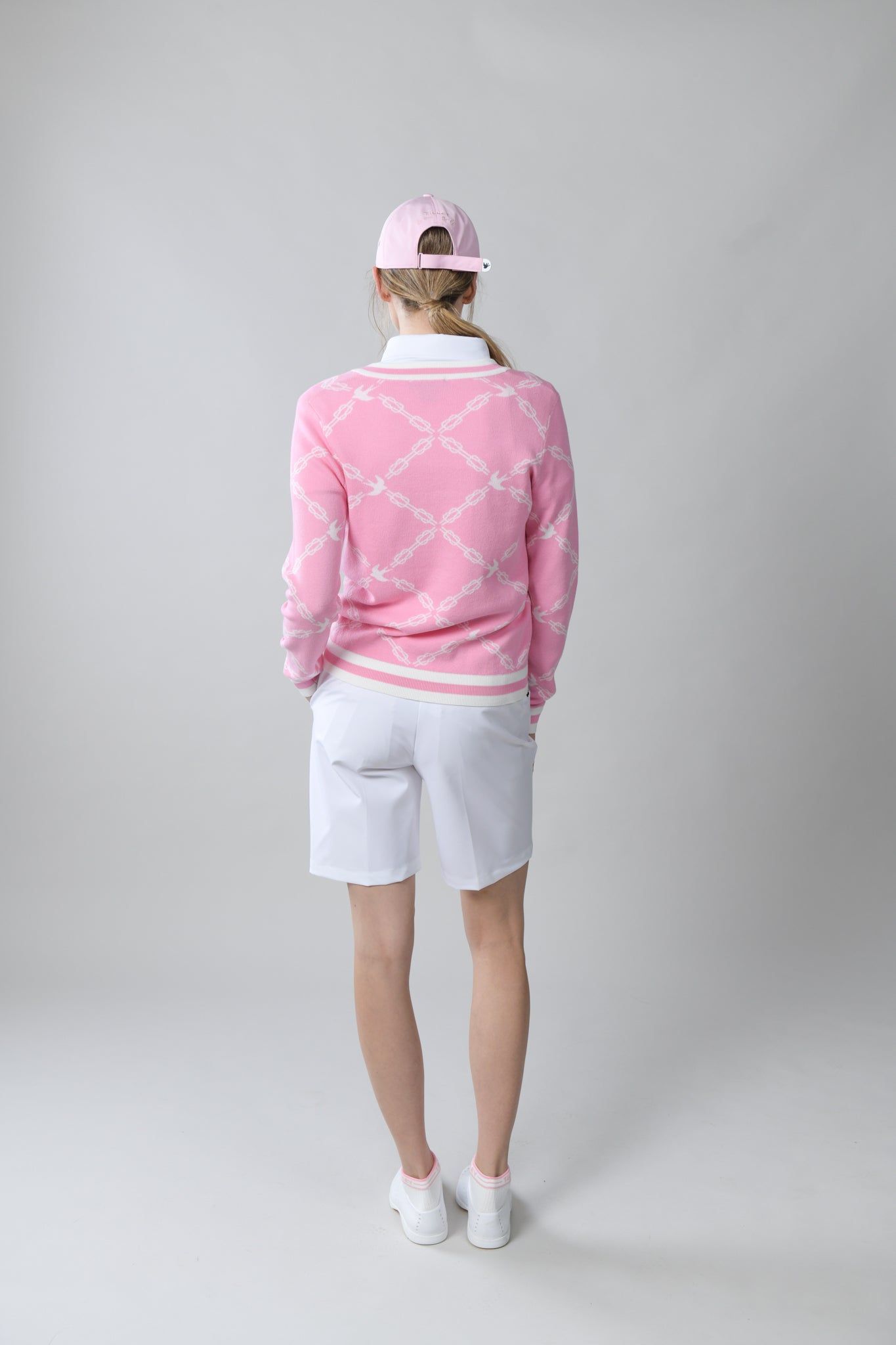 Birdie Jacquard V-Neck - Pink