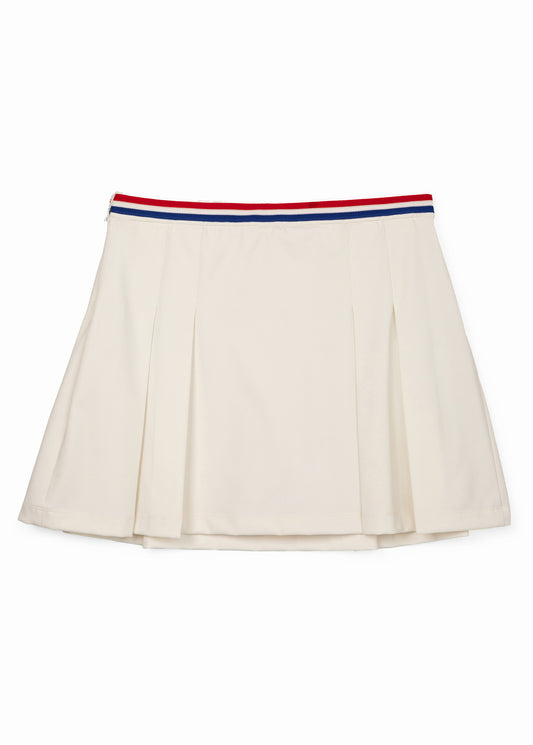 Pleated Performance Skirt - White/Red