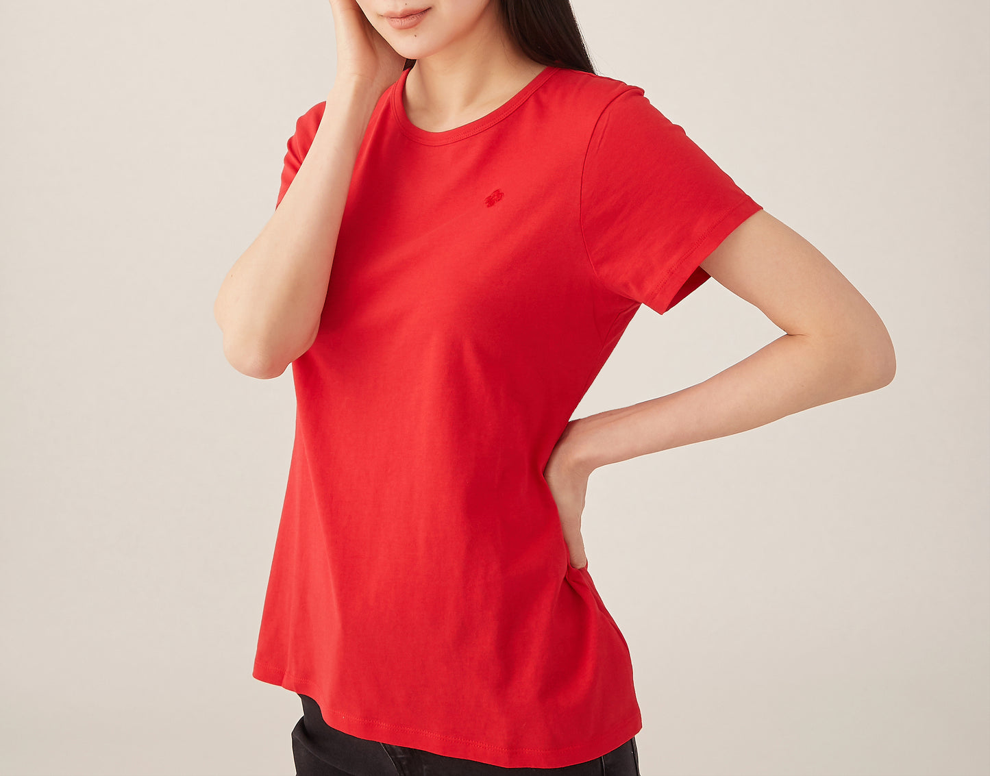 Best Essential T-Shirt with Embroidered Quatrefoil - Red Pink Tartan