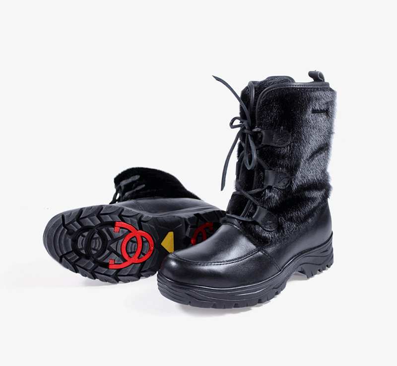 Fur Trimmed Leather Boot Pink Tartan