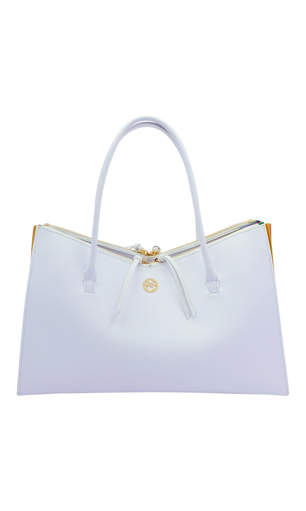 Tati Tote - White Rainbow Pink Tartan