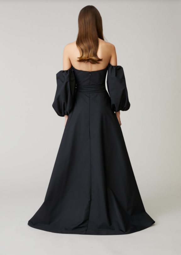 Taffeta Removable Sleeve Gown - Black Pink Tartan