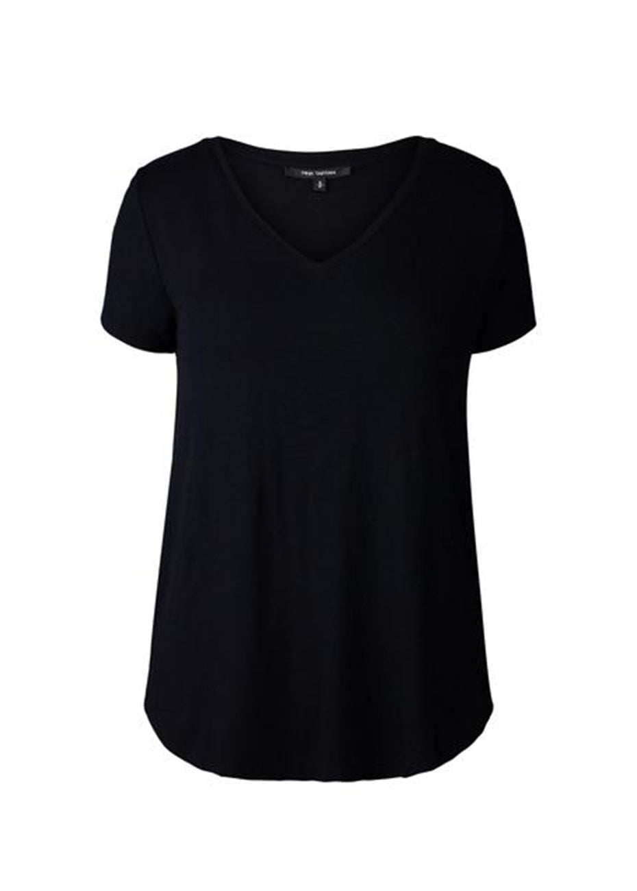 Logo Drape V-Neck T-Shirt - Black Pink Tartan