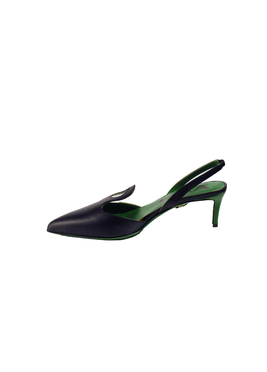 First Date Slingback Heel - Black Pink Tartan