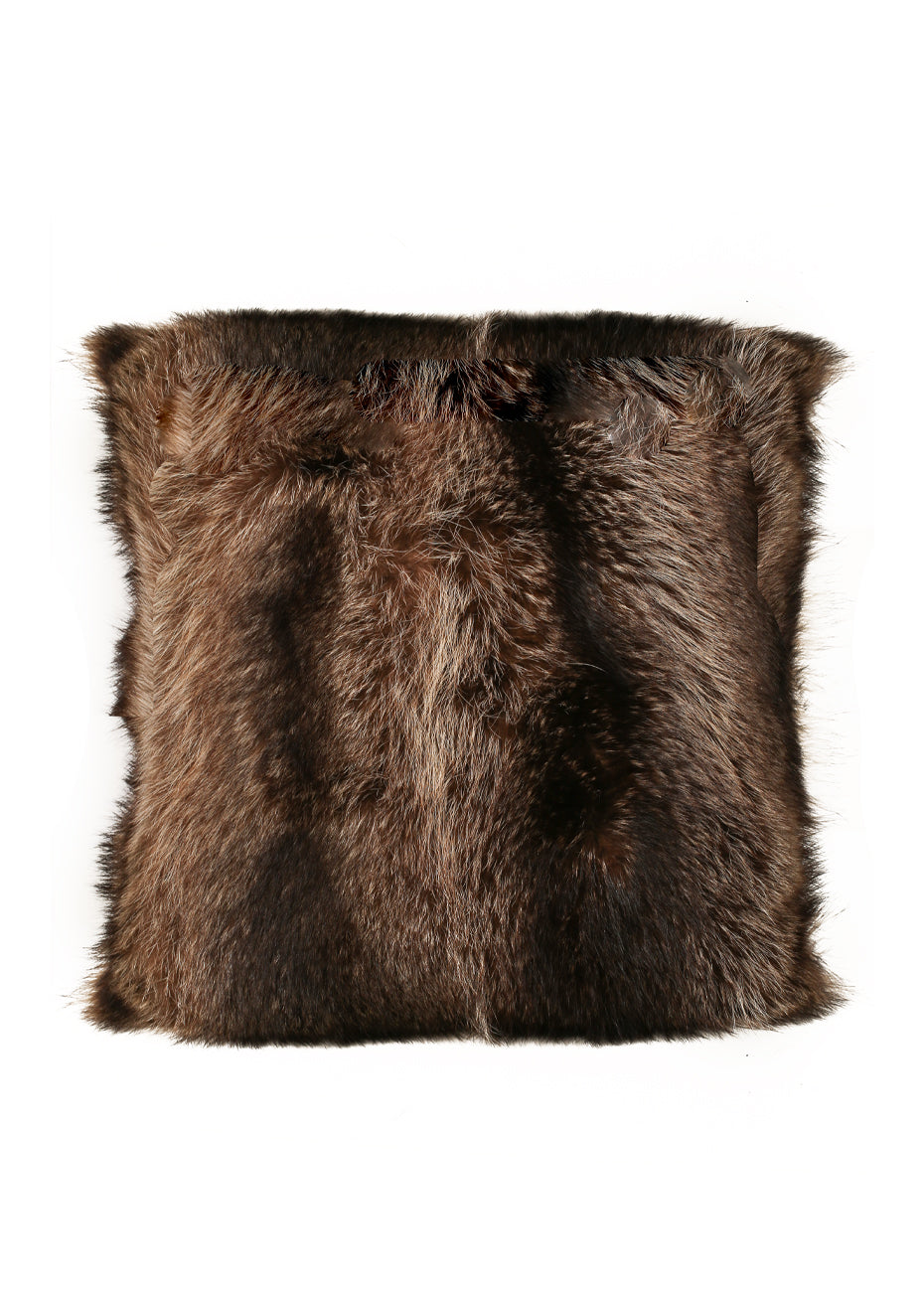 Recycled Fur Pillow - Natural Pink Tartan