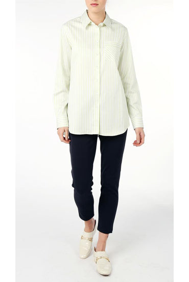 Herringbone Stripe Shirt - Green Pink Tartan