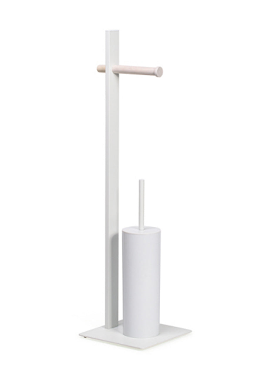 Toilet Brush and Paper Holder Set - White Pink Tartan