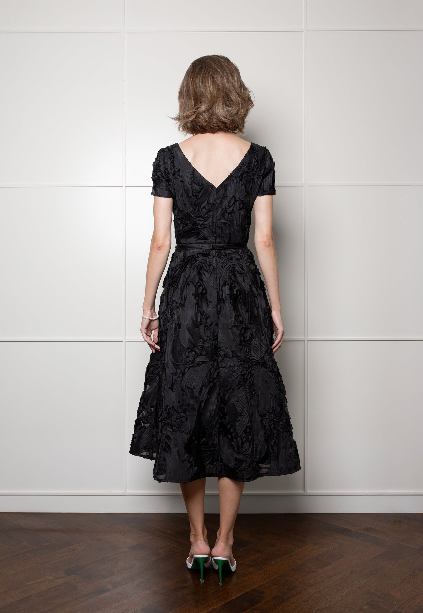 Handstitched Ribbon Tea Dress - Black Pink Tartan
