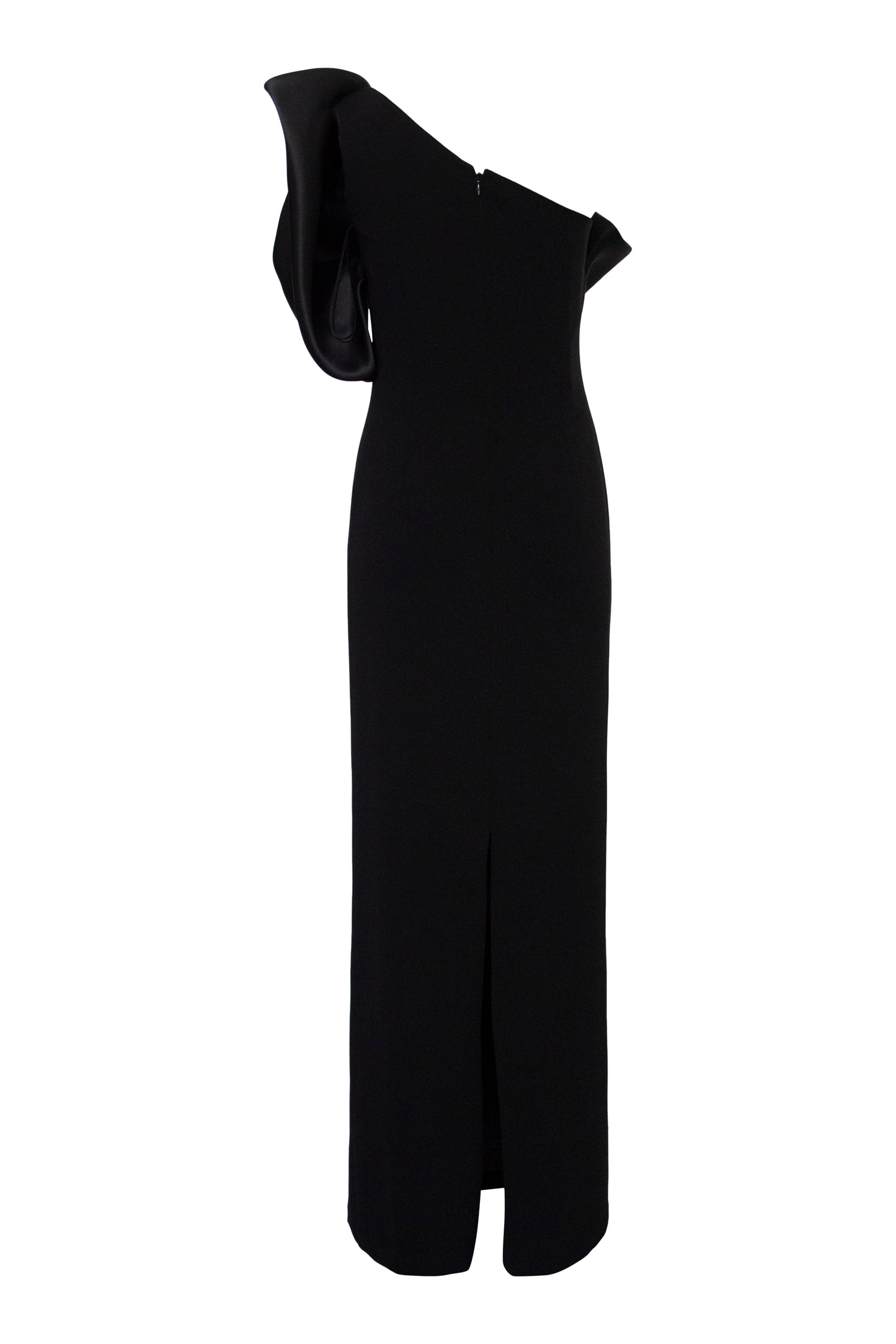 One Shoulder Bow Front Gown - Black Pink Tartan
