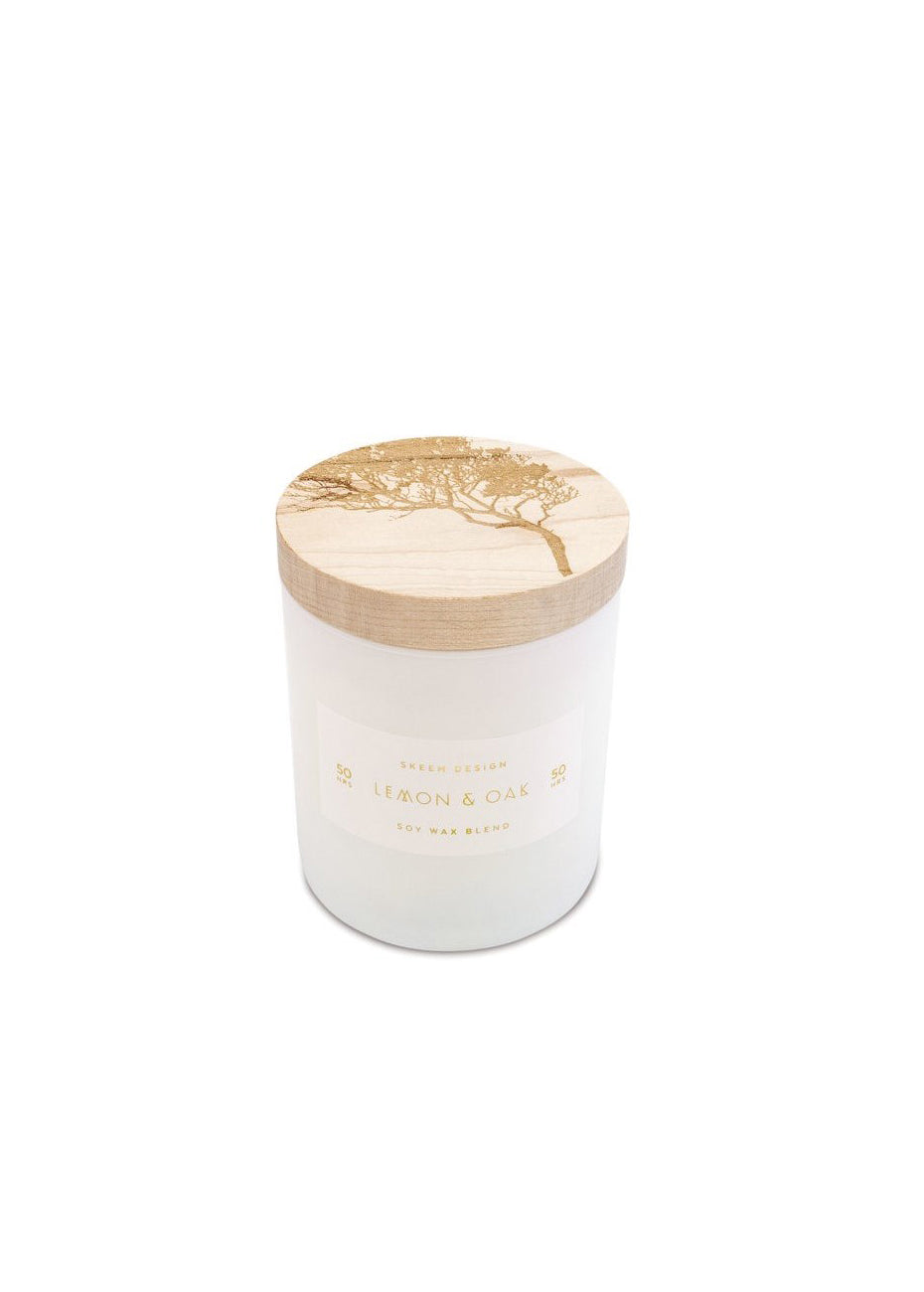Candle, Print Block - Lemon Oak Pink Tartan