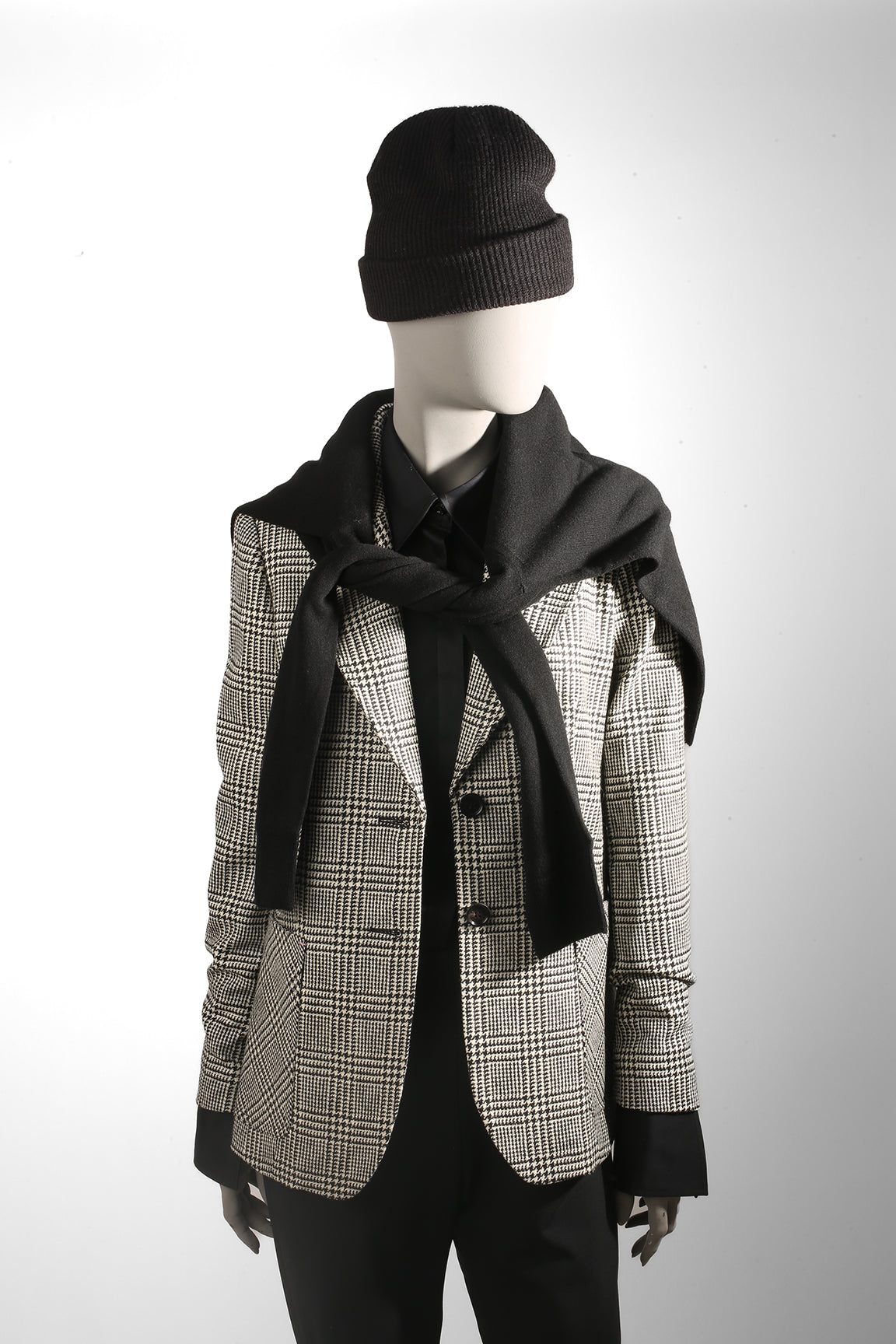 Cashmere Riding Blazer - Black/White Plaid Pink Tartan