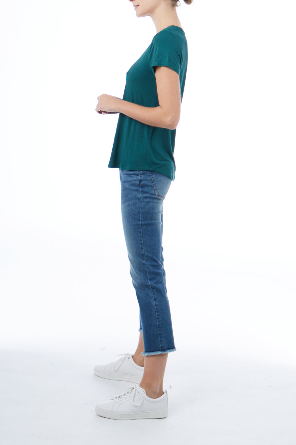 Logo Drape V-Neck T-Shirt - Jade Pink Tartan