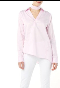 Asymmetric Tailored Shirt - Pink Pink Tartan