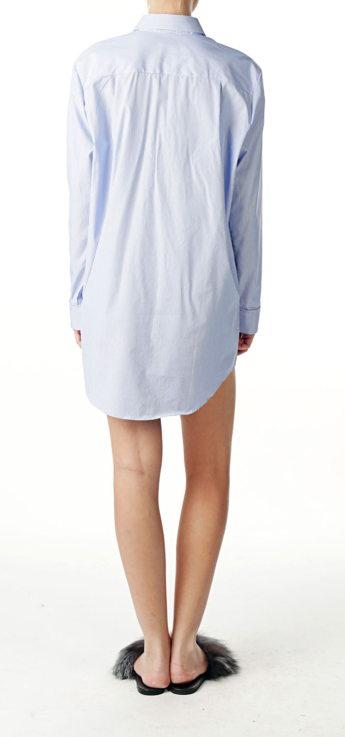 Sleep Shirt with Eye Mask -Blue Stripe Pink Tartan