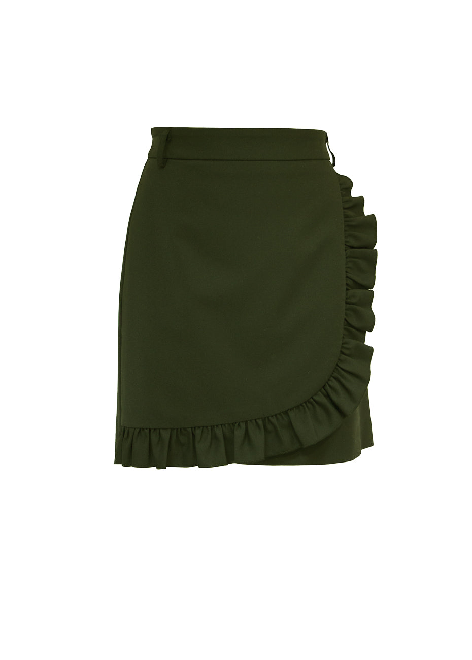 Ruffle Front Skirt - Olive – Pink Tartan