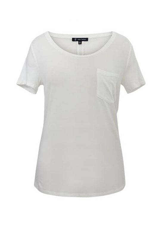 Scoop Pocket T-Shirt - White Pink Tartan