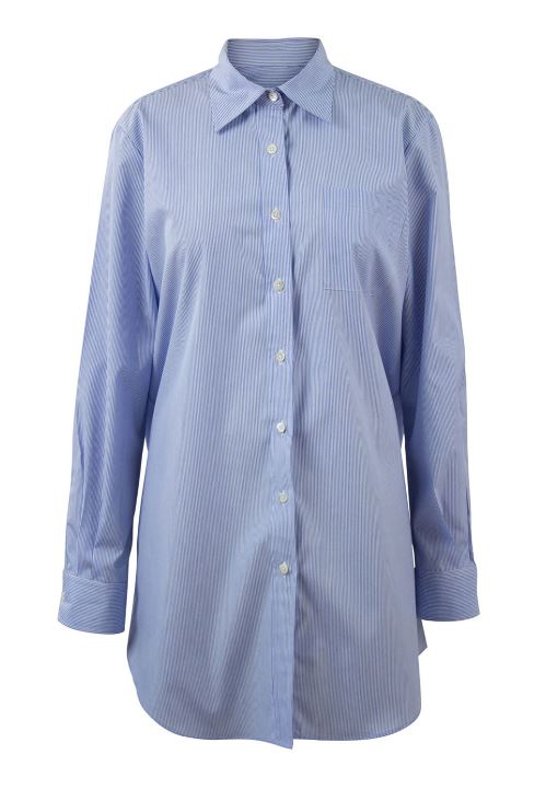 Sleep Shirt with Eye Mask -Blue Stripe Pink Tartan