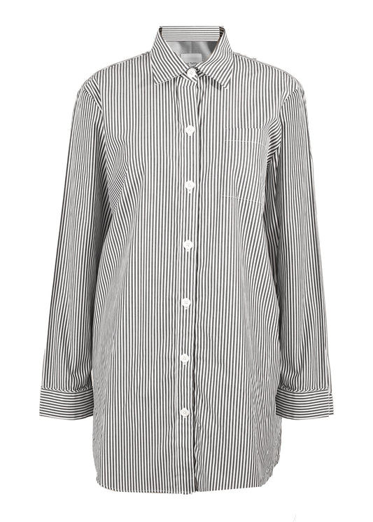 Sleep Shirt with Eye Mask - Black & White Stripe Pink Tartan