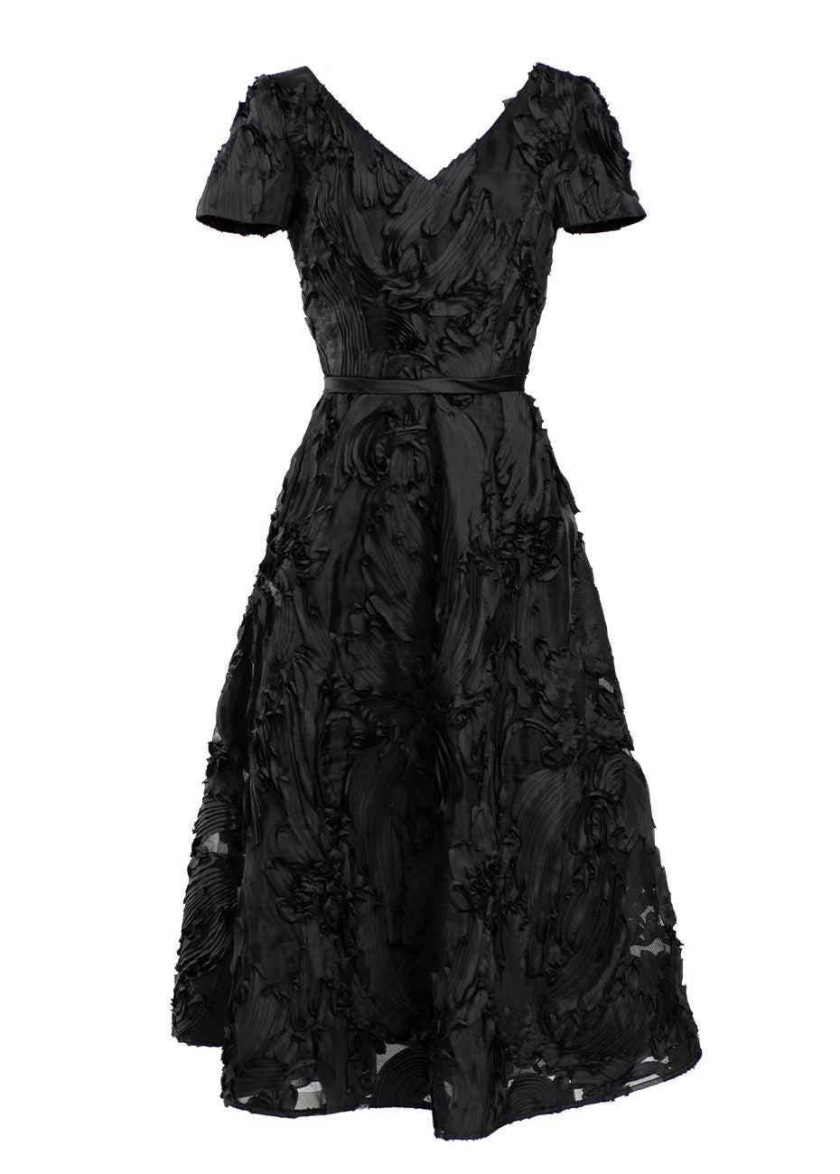 Handstitched Ribbon Tea Dress - Black Pink Tartan