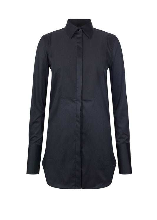 Pique Tuxedo Tunic Shirt - Black Pink Tartan