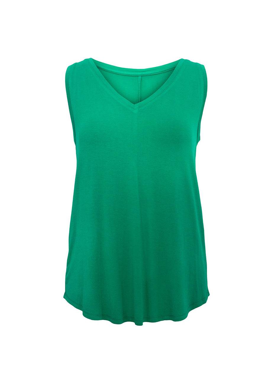 Drape V-Neck Tank Top - Green Pink Tartan