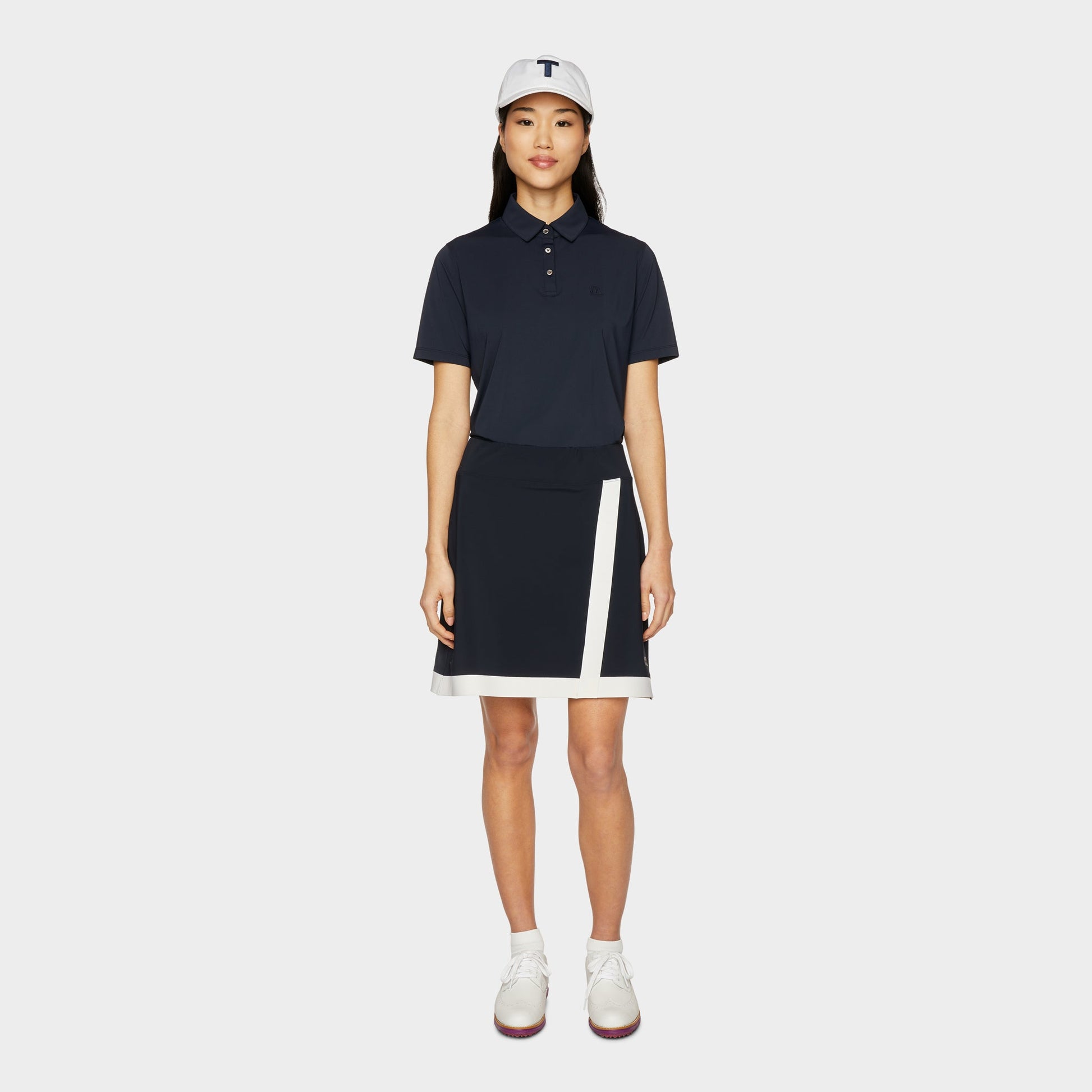 Contrast Stripe Skort - Navy Pink Tartan