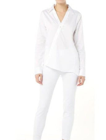 Asymmetric Tailored Shirt - White Pink Tartan