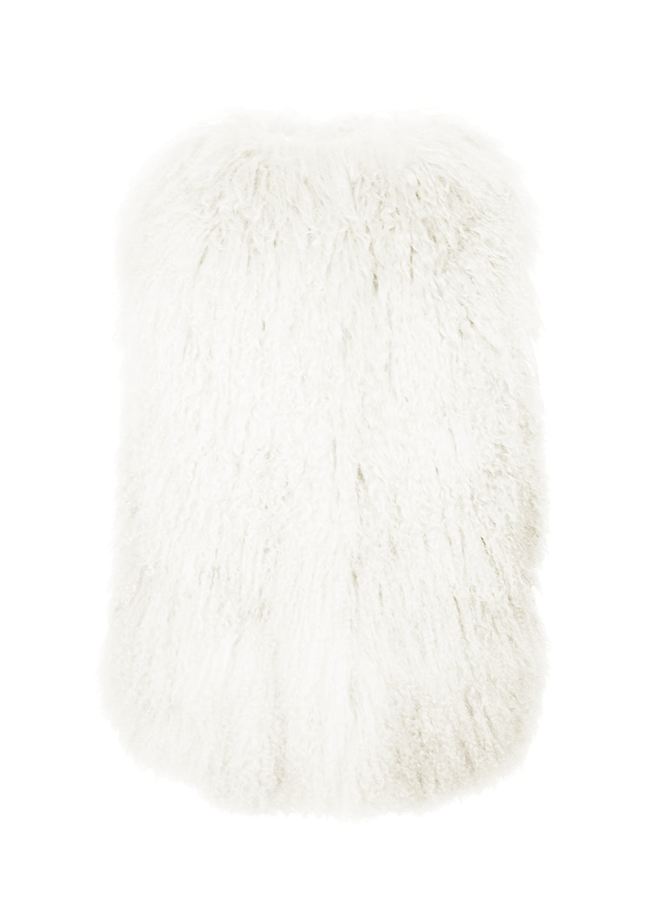 NEW Real Fur/Suede Vest, size S. White, beautiful soft fur, handmade outlet in Mongolia