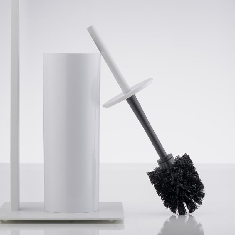 Toilet Brush and Paper Holder Set - White Pink Tartan